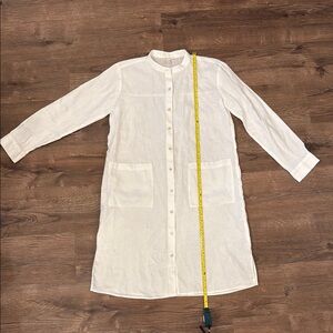 Eileen Fisher White Linen Button-Up Dress